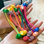 2vnt./vnt Vaikai Mieli animaciniai filmukai Žvaigždės Scrunchies Guminės juostelės Mergaitėms Gražios akrilinės elastinės plaukų juostelės Vaikų plaukų aksesuarai