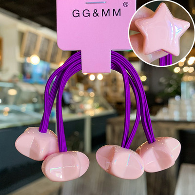 2vnt./vnt Vaikai Mieli animaciniai filmukai Žvaigždės Scrunchies Guminės juostelės Mergaitėms Gražios akrilinės elastinės plaukų juostelės Vaikų plaukų aksesuarai