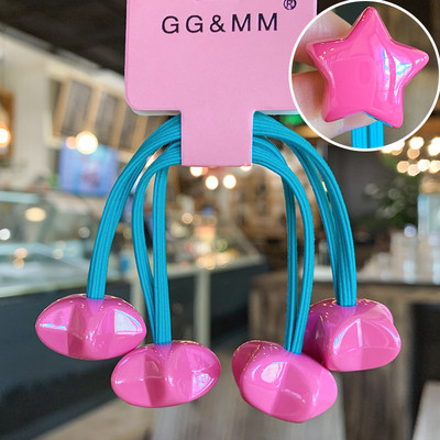 2vnt./vnt Vaikai Mieli animaciniai filmukai Žvaigždės Scrunchies Guminės juostelės Mergaitėms Gražios akrilinės elastinės plaukų juostelės Vaikų plaukų aksesuarai