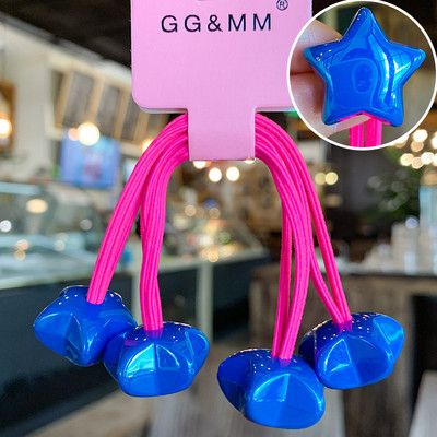 2vnt./vnt Vaikai Mieli animaciniai filmukai Žvaigždės Scrunchies Guminės juostelės Mergaitėms Gražios akrilinės elastinės plaukų juostelės Vaikų plaukų aksesuarai