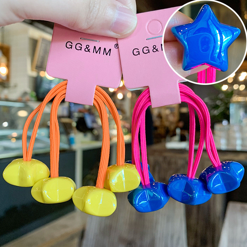 2vnt./vnt Vaikai Mieli animaciniai filmukai Žvaigždės Scrunchies Guminės juostelės Mergaitėms Gražios akrilinės elastinės plaukų juostelės Vaikų plaukų aksesuarai