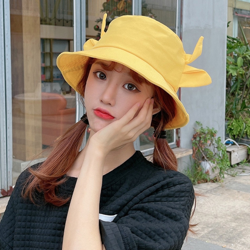 Coreeană femei bărbați vară bumbac găleată pălărie model de vacă cu lapte Kawaii 3D corn de bou urechi cu bor lat protecție solară șapcă pescar