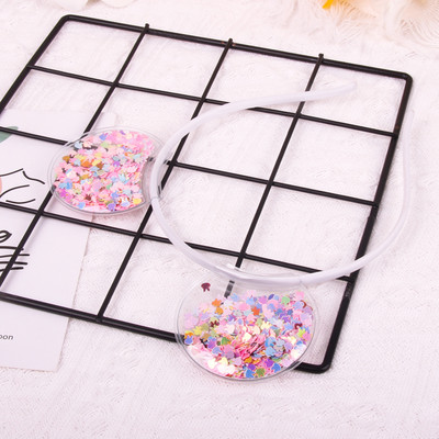 Prozirna traka za glavu s medvjeđim ušima Živi pijesak Party Obruč za kosu Mačje uho Slatke šarene šljokice Trake za kosu Dodatak za kosu princeze za djevojčice