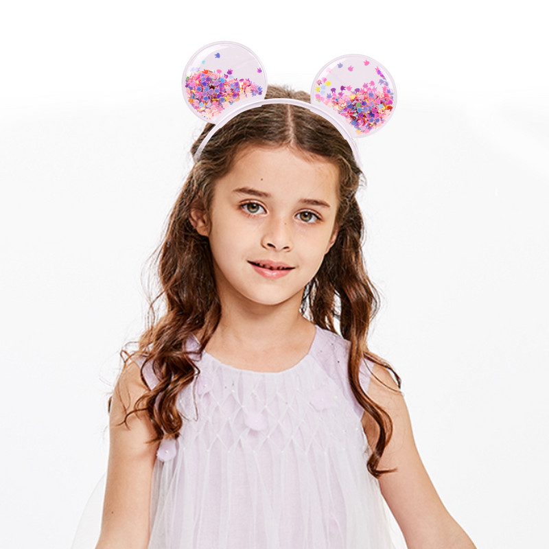 Prozirna traka za glavu s medvjeđim ušima Živi pijesak Party Obruč za kosu Mačje uho Slatke šarene šljokice Trake za kosu Dodatak za kosu princeze za djevojčice