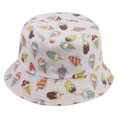 FOXMOTHER Új divat Aranyos tavaszi nyár fekete fehér fagylalt popsikára nyomott vödör, napozósapkák Gorras