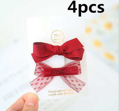 4 tk/komplekt Korea laste juuksenõelad tüdrukutele Sweet Bowknot juukseklambrid Barrettes Princess Boutique Käsitsi valmistatud peakatted Juuste aksessuaarid