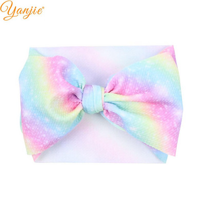 YANJIE 2023 Nové veľké 7" mašle do vlasov s uzlom, čelenka s potlačou guľky, elastická čelenka, DIY dievčenské vlasové doplnky pre bábätká