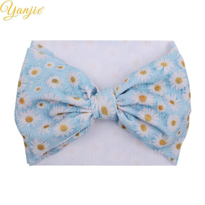 YANJIE 2023 Nové veľké 7" mašle do vlasov s uzlom, čelenka s potlačou guľky, elastická čelenka, DIY dievčenské vlasové doplnky pre bábätká