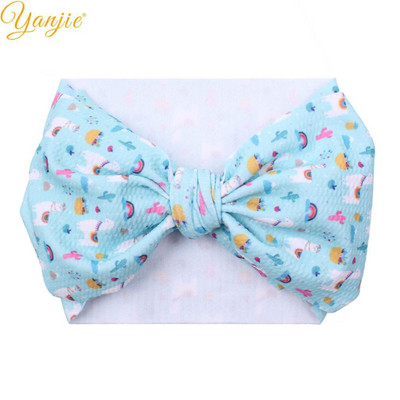 YANJIE 2023 Nové veľké 7" mašle do vlasov s uzlom, čelenka s potlačou guľky, elastická čelenka, DIY dievčenské vlasové doplnky pre bábätká