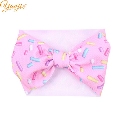 YANJIE 2023 Nové veľké 7" mašle do vlasov s uzlom, čelenka s potlačou guľky, elastická čelenka, DIY dievčenské vlasové doplnky pre bábätká