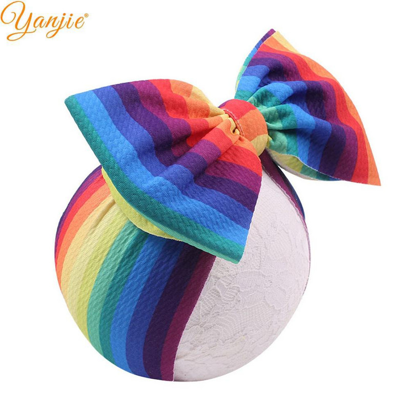 YANJIE 2023 Nové veľké 7" mašle do vlasov s uzlom, čelenka s potlačou guľky, elastická čelenka, DIY dievčenské vlasové doplnky pre bábätká