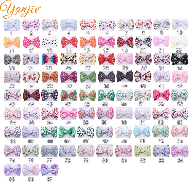 YANJIE 2023 Nové veľké 7" mašle do vlasov s uzlom, čelenka s potlačou guľky, elastická čelenka, DIY dievčenské vlasové doplnky pre bábätká