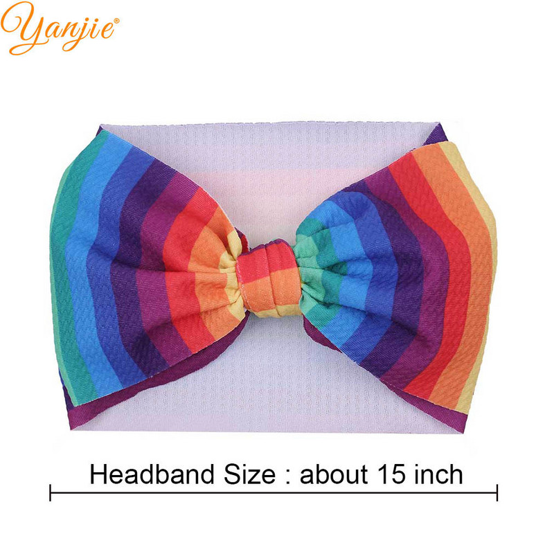 YANJIE 2023 Nové veľké 7" mašle do vlasov s uzlom, čelenka s potlačou guľky, elastická čelenka, DIY dievčenské vlasové doplnky pre bábätká