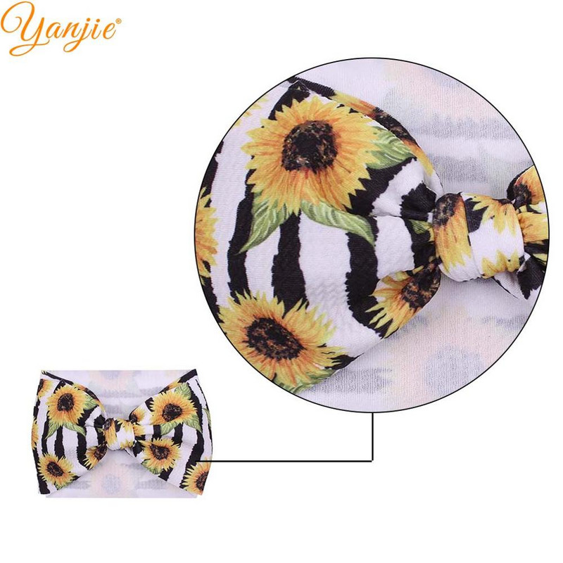 YANJIE 2023 Nové veľké 7" mašle do vlasov s uzlom, čelenka s potlačou guľky, elastická čelenka, DIY dievčenské vlasové doplnky pre bábätká