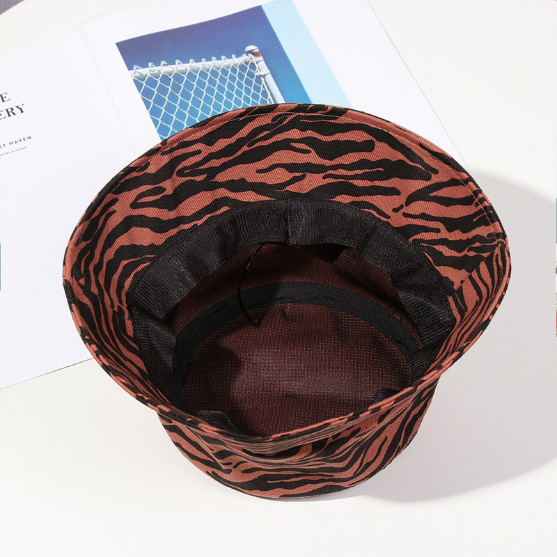 Pălărie de pescar pentru femei de vară, cu imprimeu de leopard, cu model de animale, pălărie de soare pliabilă, pălărie de plajă în aer liber cu protecție UV