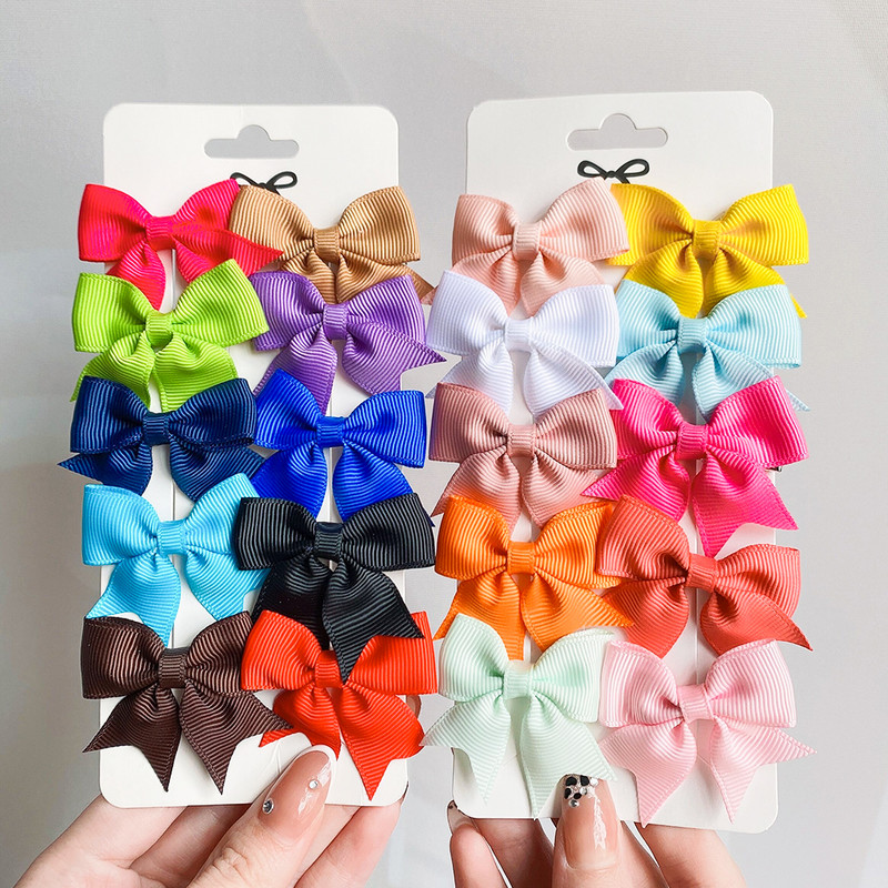 10kom/set nove šarene kopče za kosu s mašnama za slatke djevojke Mini ukosnice Boutique ukosnice Pokrivala za glavu Dječji dodaci za kosu