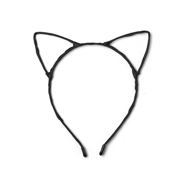 4 τμχ/παρτίδα Μαύρες κορδέλες γοητείας γάτας Αυτιά DIY Μεταλλική λωρίδα μαλλιών Κοριτσίστικες κορδέλες με κούφια έξω