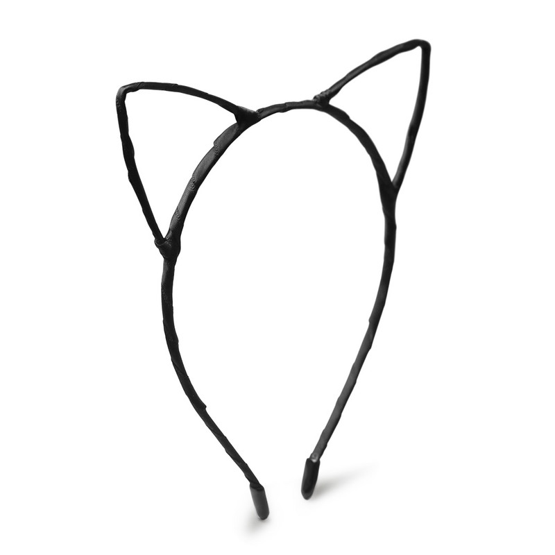 4 vnt./stal. Juodos plaukų juostos žavios katės ausys „pasidaryk pats“ metalinės plaukų juostelės mergaičių plaukų lankelis, tuščiaviduriai galvos juostos