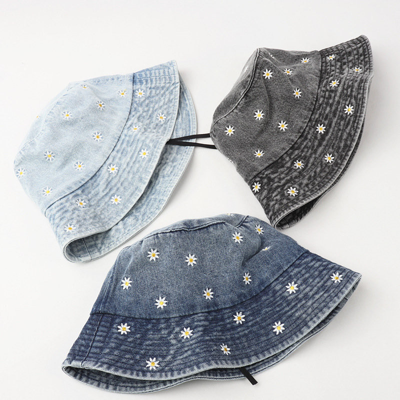 2023 tavaszi farmer karikatúra virághímzés vödörsapka Halászsapka kültéri utazósapka lányoknak és nőknek 158