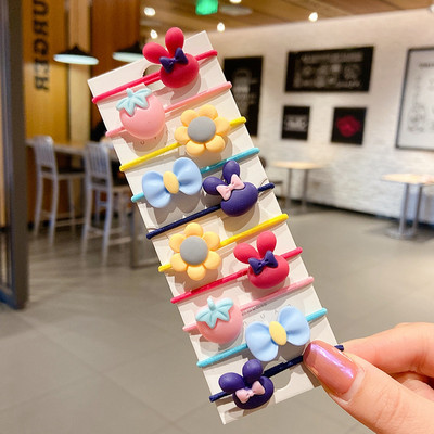 10 bucăți/set benzi elastice de păr cu animale drăguțe din desene animate pentru copii, fete, benzi de cauciuc minunate, suport pentru coadă de cal, accesorii pentru păr pentru copii