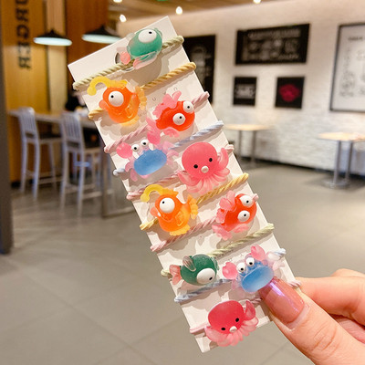 10 bucăți/set benzi elastice de păr cu animale drăguțe din desene animate pentru copii, fete, benzi de cauciuc minunate, suport pentru coadă de cal, accesorii pentru păr pentru copii