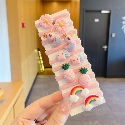 10 bucăți/set benzi elastice de păr cu animale drăguțe din desene animate pentru copii, fete, benzi de cauciuc minunate, suport pentru coadă de cal, accesorii pentru păr pentru copii