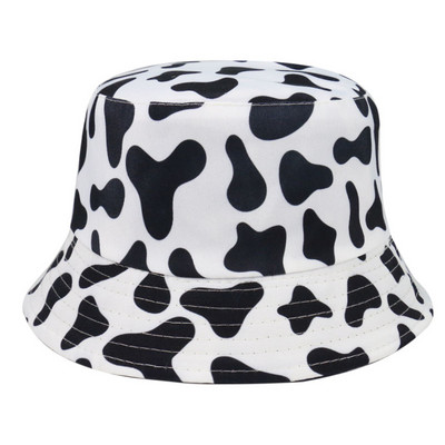 FOXMOTHER új divat megfordítható fekete-fehér tehénmintás vödörsapkák Fisherman sapkák nőknek Gorras Summer
