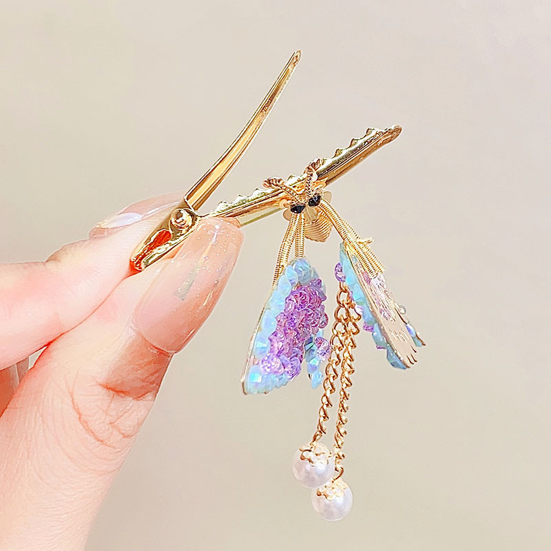 Nové dievčenské vintage perlové kamienkové simulácie motýľových strapcov do vlasov elegantné ozdobné sponky do vlasov módne vlasové doplnky