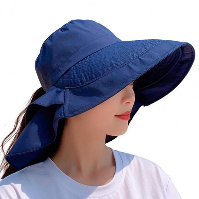 Šal sa širokim obodom Dizajn ribarskog šešira Ženski ljetni jednobojni šešir s konjskim repom i vizirom Dodaci za kostime