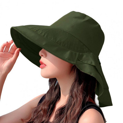 Šal sa širokim obodom Dizajn ribarskog šešira Ženski ljetni jednobojni šešir s konjskim repom i vizirom Dodaci za kostime