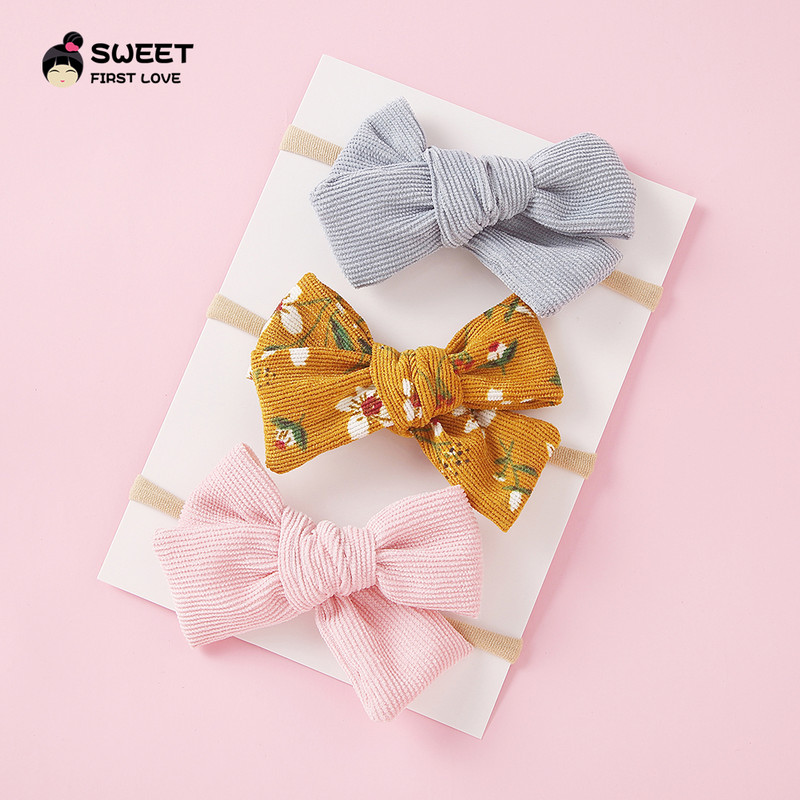 Nou 3 bucăți/lot Bentita drăguță cu fundă pentru copii pentru fete Benzi din nailon pentru cap Turban Bentite pentru nou-născut Bentițe pentru păr pentru copii Accesorii pentru păr pentru bebeluși