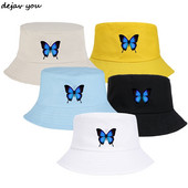 Krema za sunčanje Ležerna kapa za sunčanje na plaži Vanjski Unisex plavi leptir Harajuku ribarski šeširi Šešir s kantom Sklopive pamučne panama kape