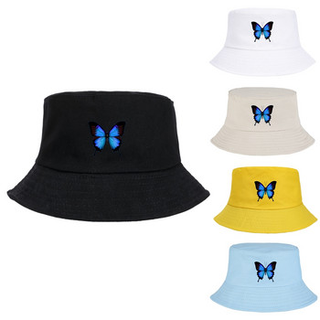 Αντηλιακό Casual Beach Sun Cap Outdoor Unisex Blue Butterfly Harajuku Fisherman\'s Hats Καπέλο κουβά Πτυσσόμενα βαμβακερά καπέλα Panama