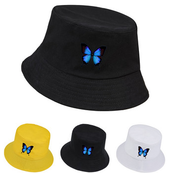 Αντηλιακό Casual Beach Sun Cap Outdoor Unisex Blue Butterfly Harajuku Fisherman\'s Hats Καπέλο κουβά Πτυσσόμενα βαμβακερά καπέλα Panama