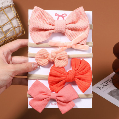 5 kom/set dječje mašne u boji, pamučne trake za glavu za djecu, djevojčice, mekane najlonske trake za kosu, ručno rađeni dodaci za kosu, poklon za novorođenče