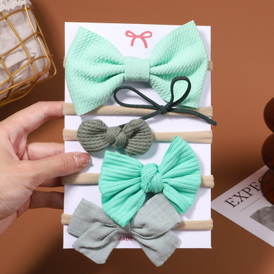 5 kom/set dječje mašne u boji, pamučne trake za glavu za djecu, djevojčice, mekane najlonske trake za kosu, ručno rađeni dodaci za kosu, poklon za novorođenče