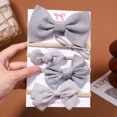 5 kom/set dječje mašne u boji, pamučne trake za glavu za djecu, djevojčice, mekane najlonske trake za kosu, ručno rađeni dodaci za kosu, poklon za novorođenče