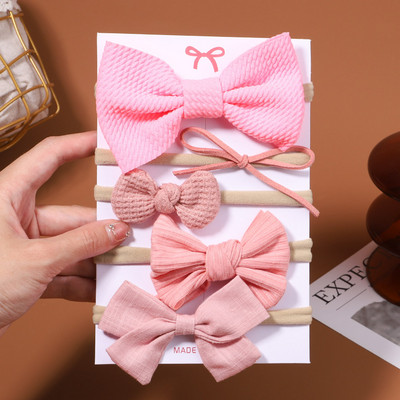 5 kom/set dječje mašne u boji, pamučne trake za glavu za djecu, djevojčice, mekane najlonske trake za kosu, ručno rađeni dodaci za kosu, poklon za novorođenče