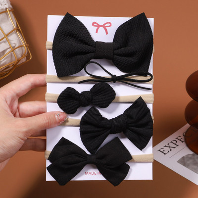 5 kom/set dječje mašne u boji, pamučne trake za glavu za djecu, djevojčice, mekane najlonske trake za kosu, ručno rađeni dodaci za kosu, poklon za novorođenče