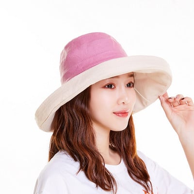 Pălărie de găleată pentru femei Pălărie de pescar față-verso Pălărie cu patru anotimpuri la modă Pălărie cu bor mare Parasolar pentru femei Panam Basin Capa K34