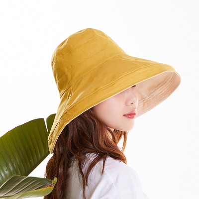 Pălărie de găleată pentru femei Pălărie de pescar față-verso Pălărie cu patru anotimpuri la modă Pălărie cu bor mare Parasolar pentru femei Panam Basin Capa K34