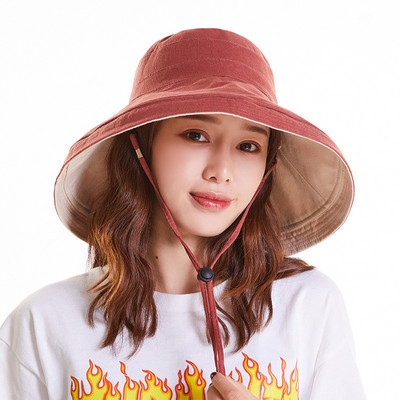 Pălărie de găleată pentru femei Pălărie de pescar față-verso Pălărie cu patru anotimpuri la modă Pălărie cu bor mare Parasolar pentru femei Panam Basin Capa K34