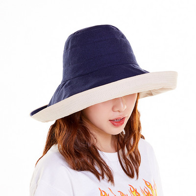 Pălărie de găleată pentru femei Pălărie de pescar față-verso Pălărie cu patru anotimpuri la modă Pălărie cu bor mare Parasolar pentru femei Panam Basin Capa K34