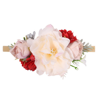 1kom Trake za glavu s umjetnim cvijećem za djevojčice Ručno izrađena najlonska elastična gumica za kosu Pokrivala za glavu za novorođenče Ukrasite kosu Dodaci za kosu