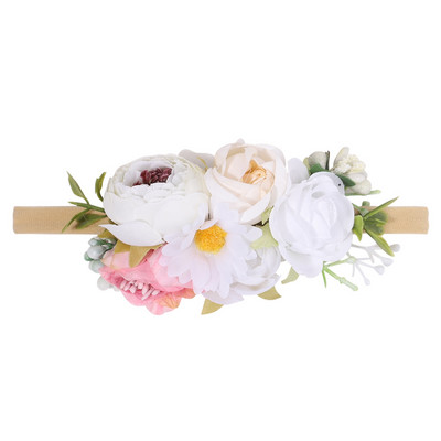 1kom Trake za glavu s umjetnim cvijećem za djevojčice Ručno izrađena najlonska elastična gumica za kosu Pokrivala za glavu za novorođenče Ukrasite kosu Dodaci za kosu