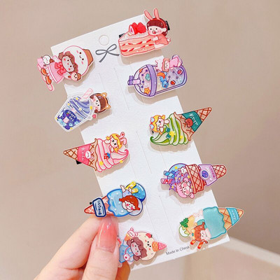 10 komada slatkih crtanih kopči za kosu s octenom kiselinom za djevojčice Sladoled Bang Ukosnica Slatki leptir Voće Ukosnice Školska pokrivala