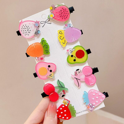 10 komada slatkih crtanih kopči za kosu s octenom kiselinom za djevojčice Sladoled Bang Ukosnica Slatki leptir Voće Ukosnice Školska pokrivala