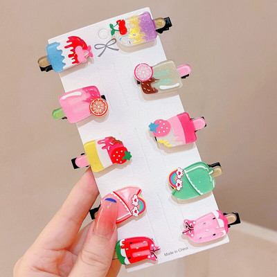 10 komada slatkih crtanih kopči za kosu s octenom kiselinom za djevojčice Sladoled Bang Ukosnica Slatki leptir Voće Ukosnice Školska pokrivala