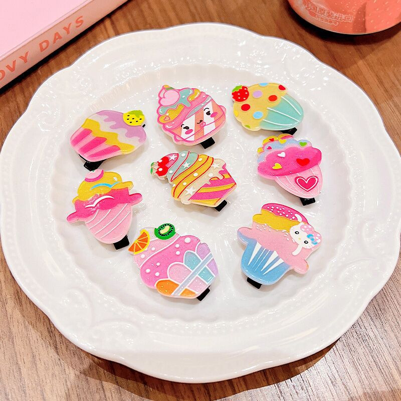 10 komada slatkih crtanih kopči za kosu s octenom kiselinom za djevojčice Sladoled Bang Ukosnica Slatki leptir Voće Ukosnice Školska pokrivala