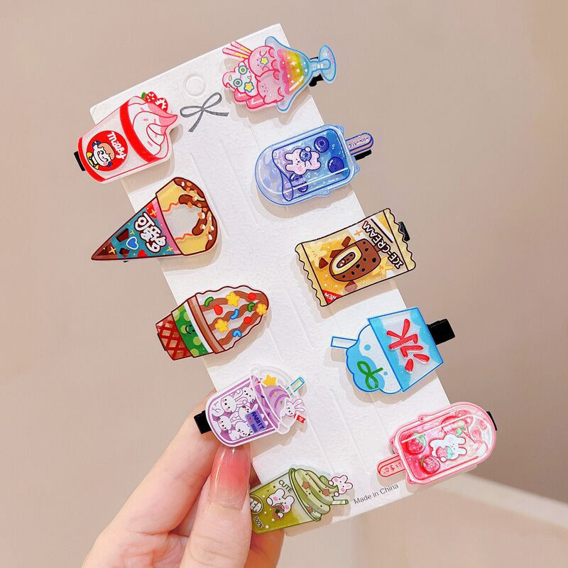 10 komada slatkih crtanih kopči za kosu s octenom kiselinom za djevojčice Sladoled Bang Ukosnica Slatki leptir Voće Ukosnice Školska pokrivala